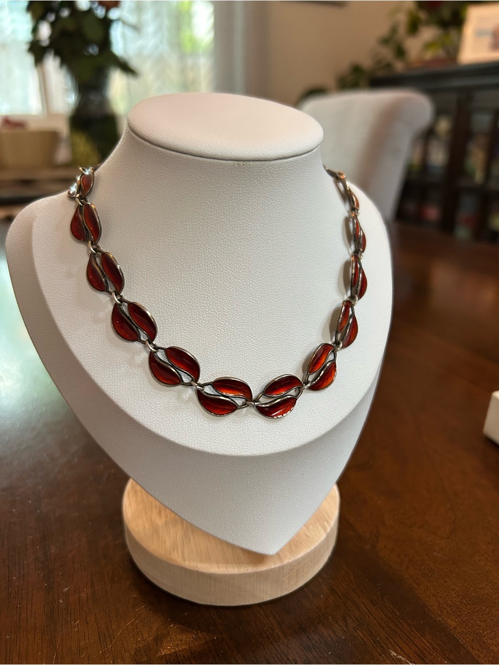 David Anderson Red Leaf Necklace | Vintage Necklace